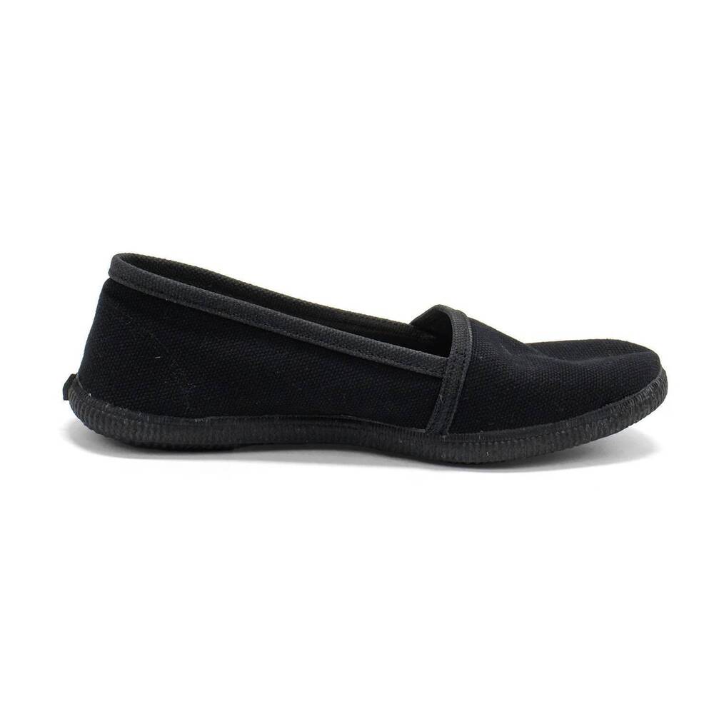 NEW VICTORIA women's slip on cotton flat shoes in negro